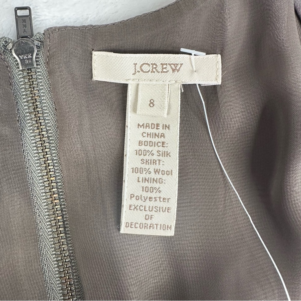 J Crew "Aurelia" Beaded Silk Couplet Sleeveless Cocktail Dress Gray Size 8 NEW - Picture 7 of 10